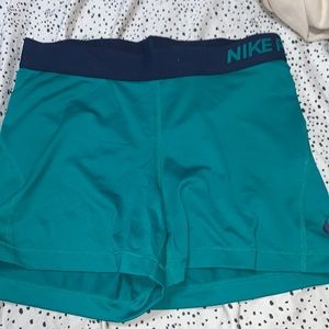 teal and navy nike pro shorts, size medium